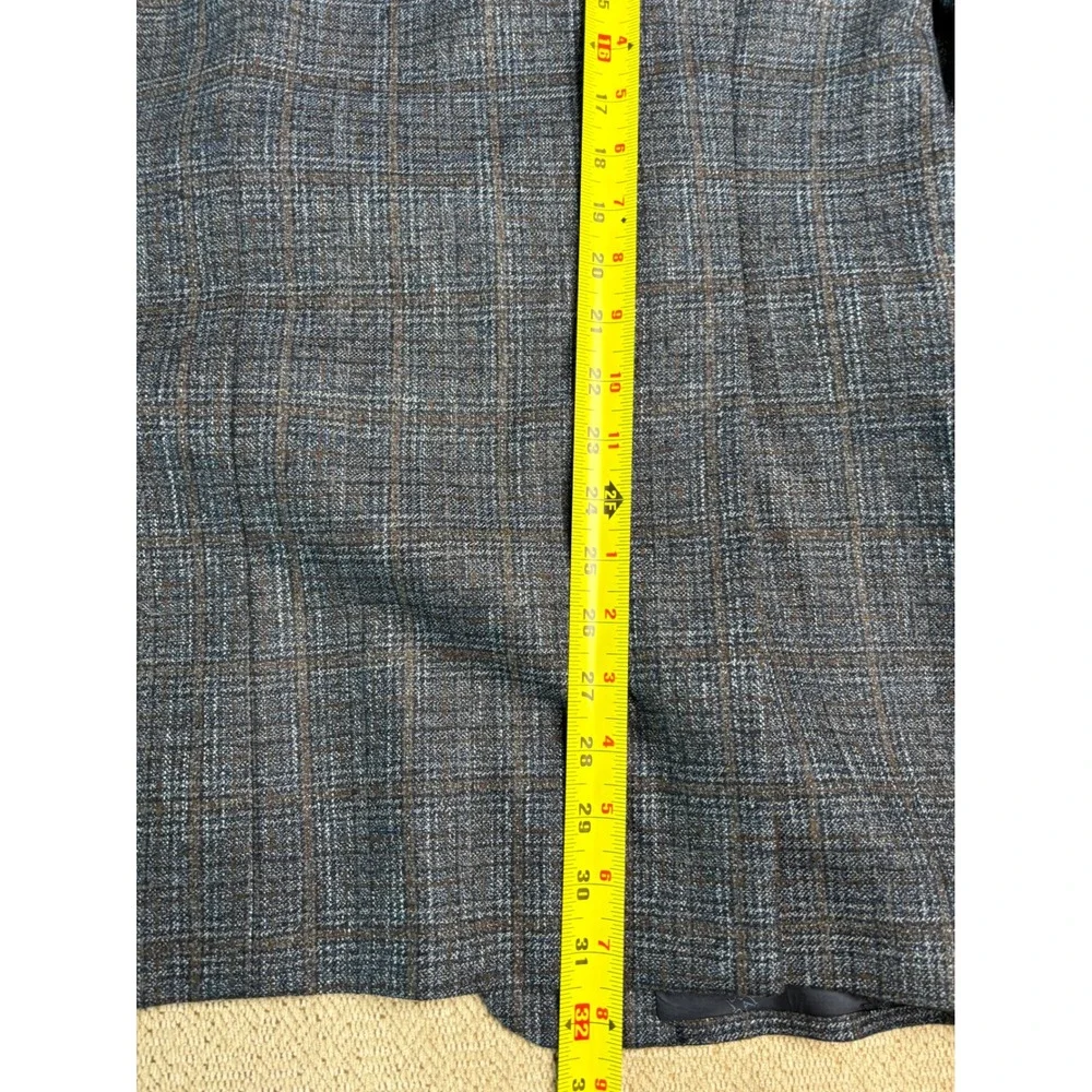 Jos A Bank Reserve Blazer 48L Blue Brown Plaid Wool Made in USA Italian Fabric - Picture 11 of 14